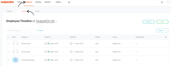 Employee timeline export arrowa