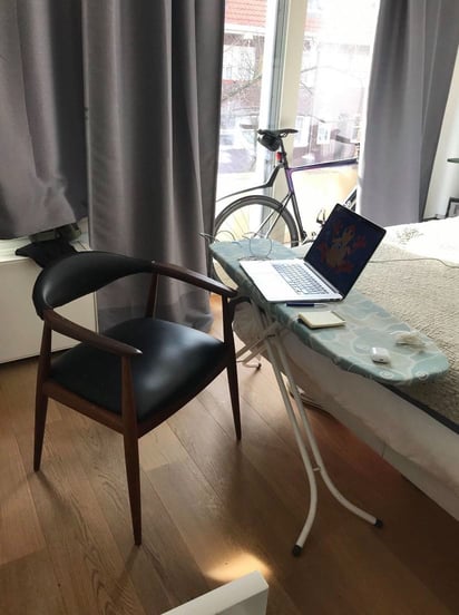 Remote working tips: use the ironing board as an adjustable desk