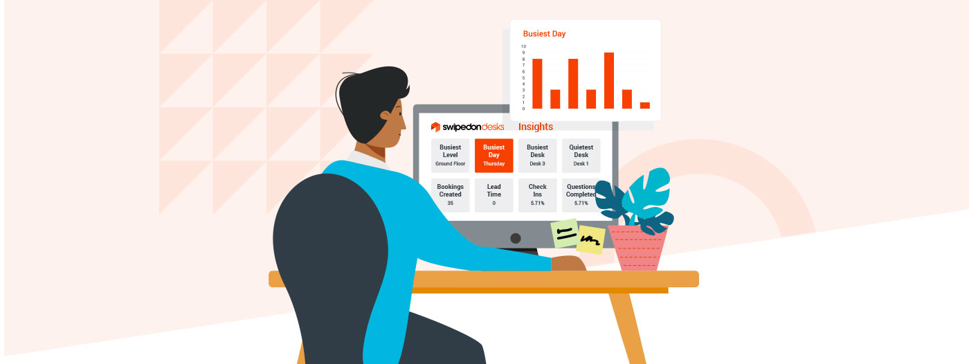 man looking at data from desk booking software