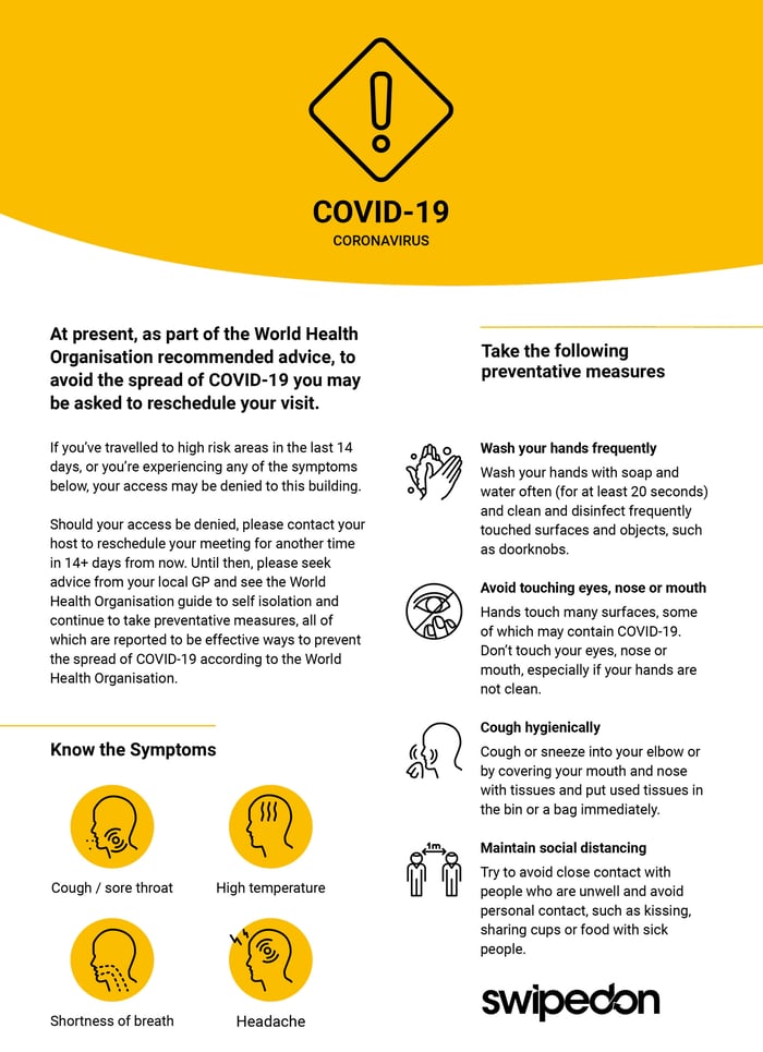 5. Prominently display COVID-19 Coronavirus prevention best practice
