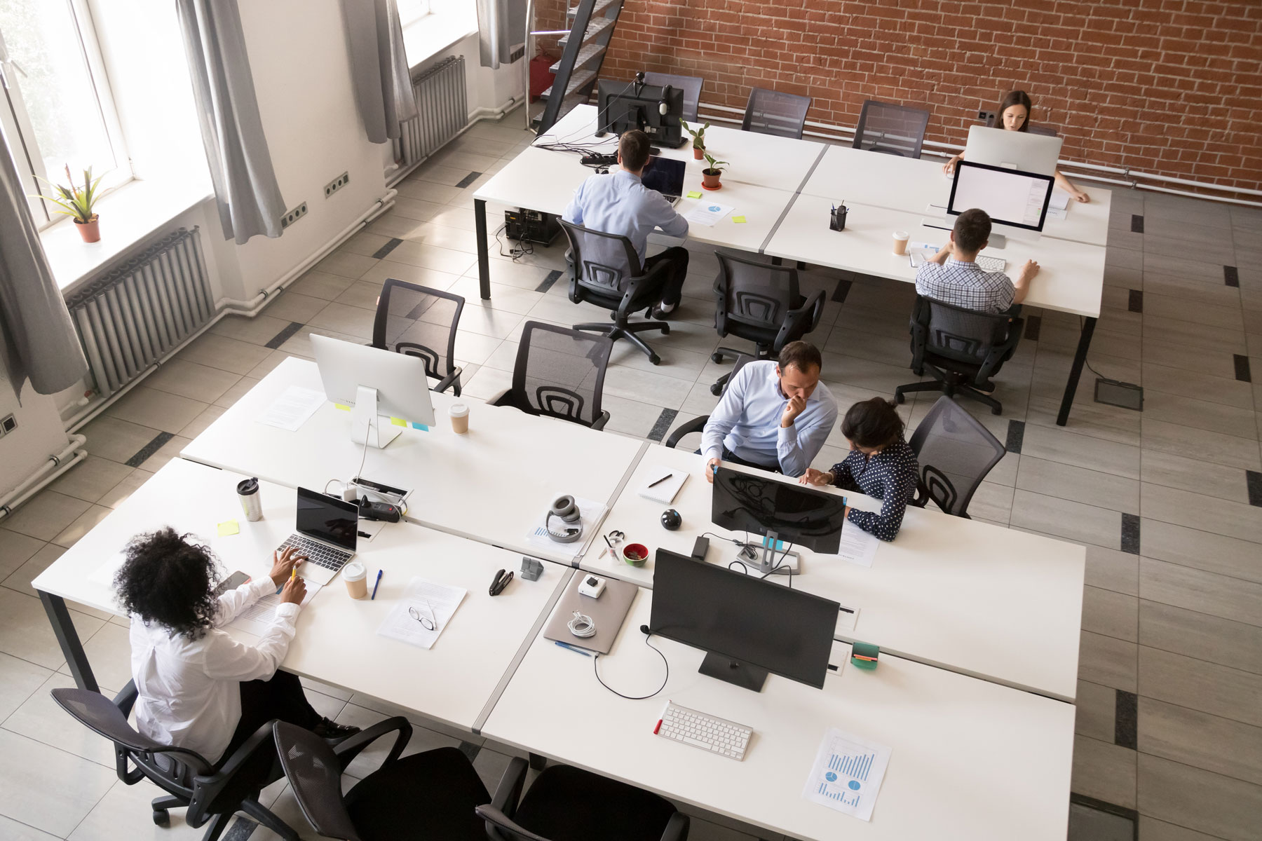 people working in a shared office