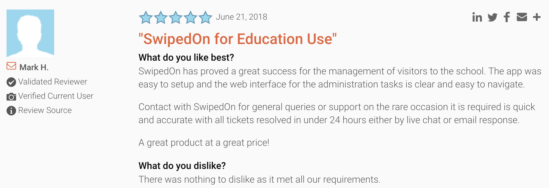 SwipedOn visitor management system for education use