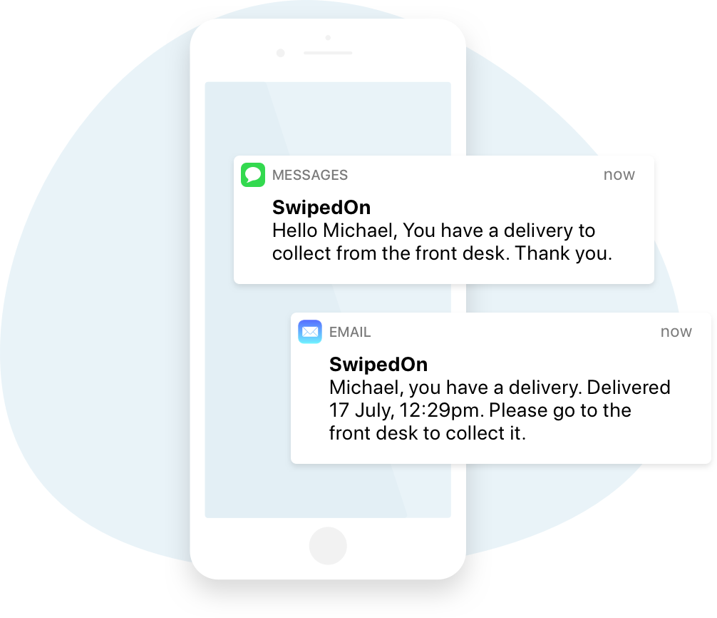 SwipedOn Addon Deliveries Scan label to instantly notify recipient